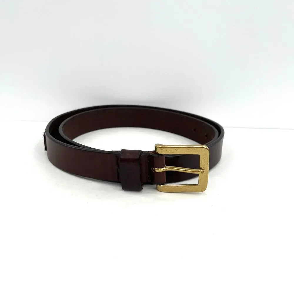 Polo Ralph Lauren men’s leather brown logo square brass buckle belt